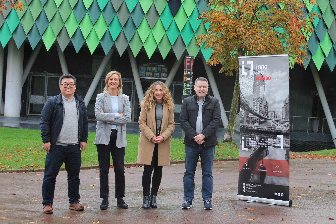 Dae-Jin Lee, BCAM; Isabel Iturbe, Bilbao Basket; Iraia Monteagudo, INNOLAB Bilbao; y Rafa Pueyo, Bilbao Basket.